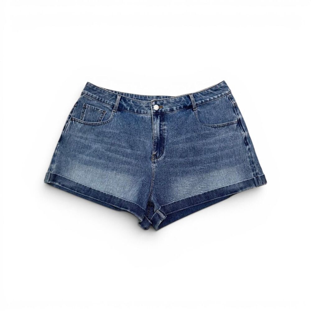 Halara Flex™ Mid Rise Zipper Pockets Denim Casual Plus Size Shorts 3'', Size 1X